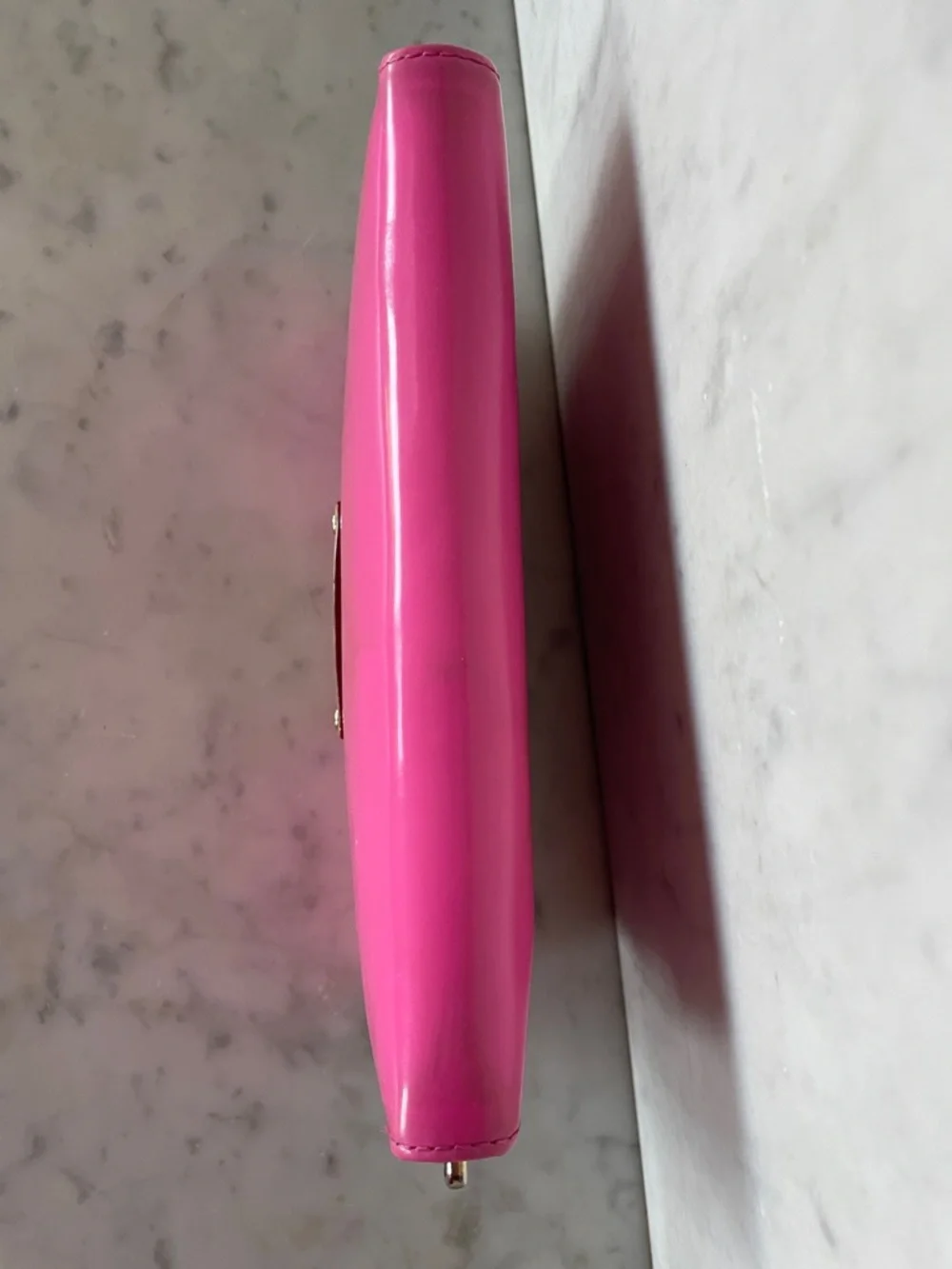 KATE SPADE Spencer Hot Pink Patent Zip-Around Wallet Newspaper Print Lining
